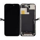 Pantalla de repuesto AQ7 3.0 para iPhone 14 Pro, 120Hz, con bordes negros y conector flexible.