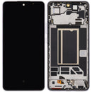 Pantalla OLED refurbished Oppo Reno13 F 4G/5G Plume Purple con marco, ideal para reparación de display roto.
