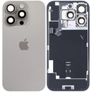 Tapa trasera con placa de acero con carga inalámbrica NFC MagSafe y flex de linterna compatible para iPhone 16 Pro (original OEM) (Titanio Natural)