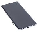 Pantalla OLED negra con marco para Samsung Galaxy S10 Plus, ideal para reparación de display roto.