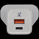 Adaptador de pared AmpSentrix 30W USB-C y USB-A titanio, enchufe UK, carga rápida 220V.