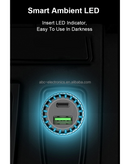 Puerto de carga blanco USB C+A de 18W con LED, ideal para carga rápida de dispositivos.