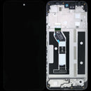 Pantalla LCD original Motorola Moto G15 Power con marco negro, lista para reparación y reemplazo.