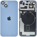 Tapa trasera azul brillante de iPhone 14 Plus con MagSafe, NFC y flex de linterna, repuesto original.