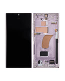 Pantalla OLED lavanda original Samsung Galaxy S23 Ultra 5G con marco, lista para reparación de display.