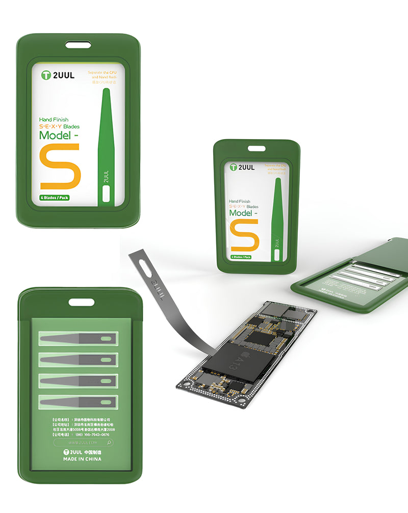 Encuentra cuchillas de acabado manual DA14 2UUL Modelo S en Guatemala con este pack de 4 unidades, ideal para mayoristas y talleres de reparaciones.