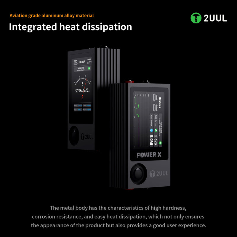 Pantalla Power X de alto refresco 2UUL PW11 con medidor de amperios y voltaje en Guatemala.