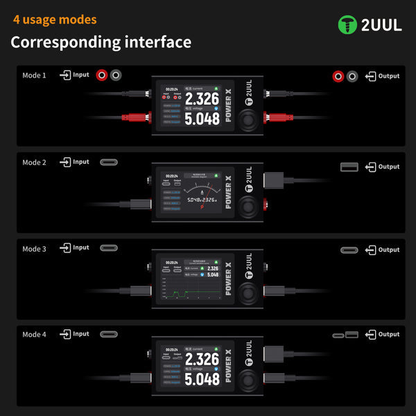 Pantalla Power X de alto refresco 2UUL PW11 con medidor de amperios y voltaje en Guatemala.