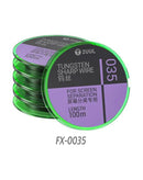 Alambre afilado de tungsteno 2UUL FX-002A para separación de pantalla, 100m, 0.035mm, paquete de 5.