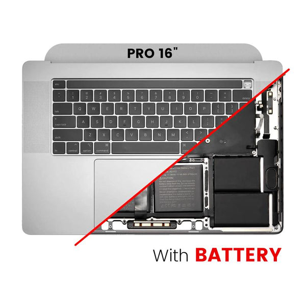 Encuentra la tapa superior con batería y teclado para MacBook Pro 16 en Guatemala, ideal para reparaciones y con teclado en inglés.