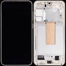 Pantalla OLED (120Hz) con marco color crema para Samsung Galaxy S23 Plus (SM-S916B) para reparación de pantalla rota.