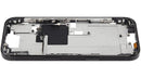 Chasis medio iPhone 16 Pro titanio negro con botones de encendido y volumen, repuesto Aftermarket Plus.
