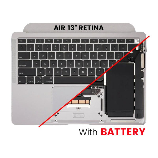 Encuentra tapas superiores con batería y teclado para MacBook Air 13 Retina en Guatemala, ideal para reparaciones de MacBooks y talleres que necesitan piezas de calidad.