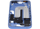 Marco medio ultramarine iPhone 16 (A3104, A3106) con botones power y volumen, repuesto Aftermarket Plus.