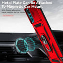 Funda híbrida roja para Moto G22 con doble capa, anillo metálico y protector de cámara SlowBack.
