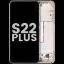 Pantalla OLED Pink Gold usada con marco para Samsung Galaxy S22 Plus 5G (SM-S906), lista para reparación.