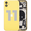 Tapa trasera amarilla para iPhone 11 (A2111) con puerto de carga y piezas pequeñas, grado B OEM.