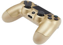 Control alámbrico DoubleShock 4 dorado para PlayStation 4, diseño ergonómico y botones de precisión.
