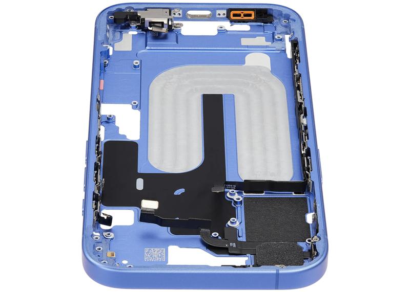 Reparación de chasis medio con botones de encendido y volumen de iPhone 16 (International Version) en Guatemala.