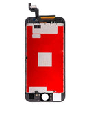 Pantalla aftermarket Plus negra para iPhone 6S con placa metálica, ideal para reparación de pantalla rota.
