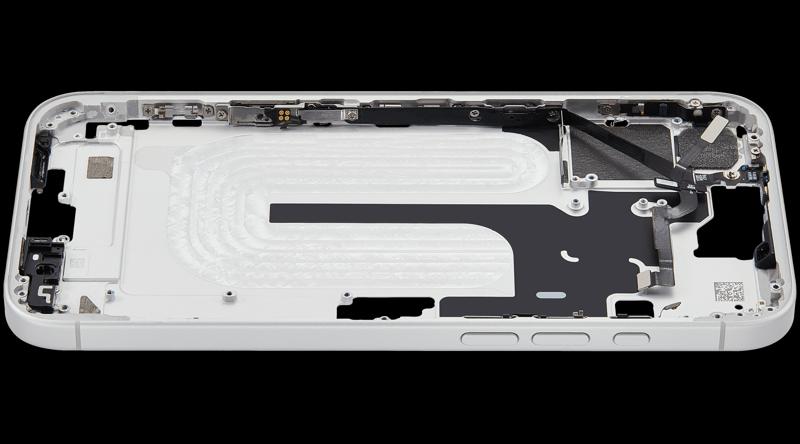 Marco medio con botones de encendido y volumen para iPhone 16 Plus en Guatemala, OEM usado de Grado A, blanco.