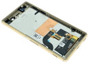 Pantalla LCD original Gold con marco para Sony Xperia M5 E5603, ideal para reparaciones de display.