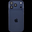 Tapa trasera iPhone 17 Pro Deep Blue usada, con chasis, puerto de carga y pequeñas piezas.