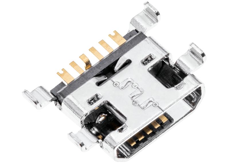 Puerto de carga Micro B 06 Pin con 4 puntos de anclaje para soldar