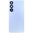 Tapa trasera original Samsung Galaxy S25 5G azul hielo con lente de cámara, para reparación y repuesto.