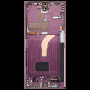 Pantalla OLED 120Hz para Samsung Galaxy S22 Ultra 5G en color burgundy, con marco para reparación.