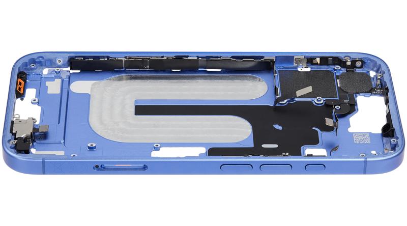 Reparación de chasis medio con botones de encendido y volumen de iPhone 16 (International Version) en Guatemala.