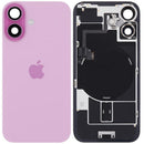 Tapa trasera rosa OEM iPhone 16 con MagSafe, NFC y flex de flash, versión UK/EU.
