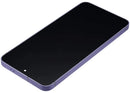 Pantalla OLED usada Samsung Galaxy S24 5G Cobalt Violet con marco, ideal para reparación de display.