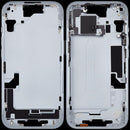 Chasis medio iPhone 15 azul (A2846) usado con piezas pequeñas, ideal para reparación de estructura.