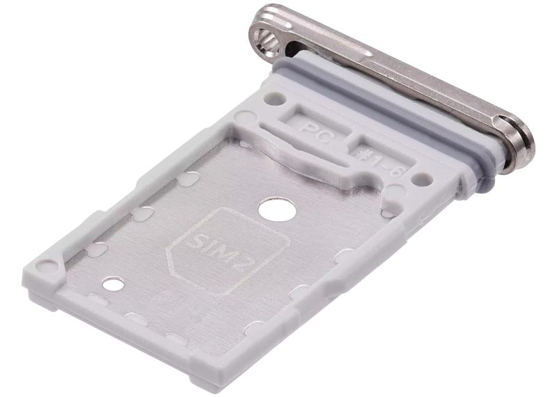 Encuentra la charola doble SIM compatible para Samsung Galaxy S24 Ultra 5G en Guatemala, disponible en color Titanium Gray y con etiquetas de Backorder y warrantyproduct_garantia.