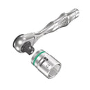 Llave de carraca Wera Zyklop Mini 3 con accionamiento de 1/4", compacta y ergonómica.