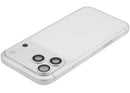 Tapa trasera plateada usada para iPhone 17 Pro Max (EU/Global) con puerto de carga flex y piezas pequeñas.