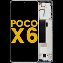 Pantalla LCD refurbished azul cobalto con marco para Xiaomi Poco X6, ideal para reparación de display.