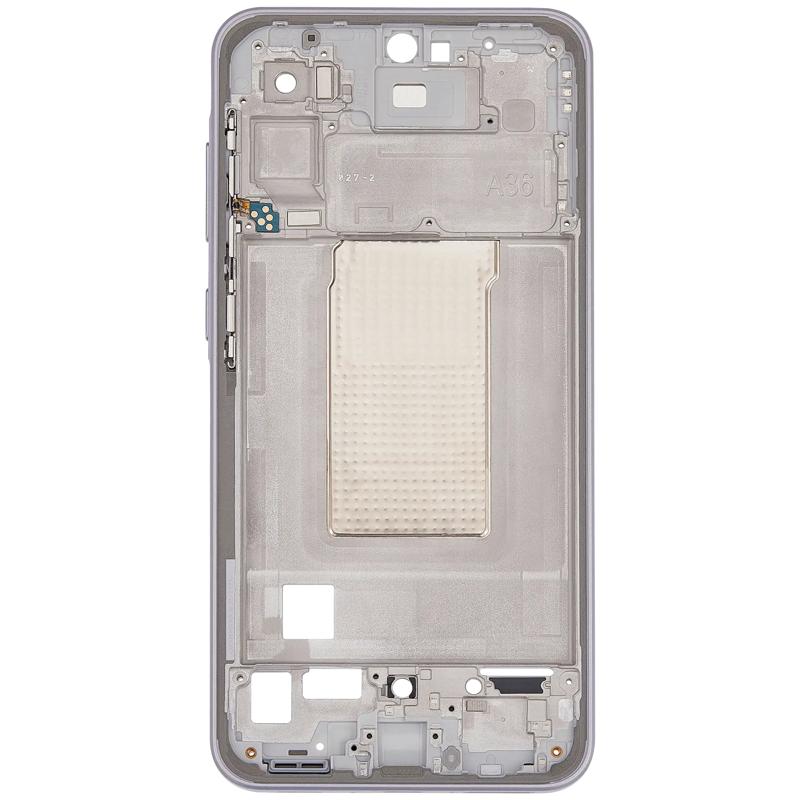 Encuentra la carcasa media Samsung Galaxy A36 5G (A366 / 2025) en Guatemala para reparaciones y repuestos, disponible en color lavanda.