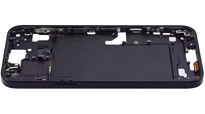 Compra en Guatemala el Marco intermedio negro con botones de encendido y volumen para iPhone 15 Plus versión internacional, ideal para reparaciones en talleres especializados.