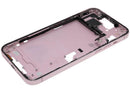 Chasis medio gris plateado de iPhone 15 Plus A2847 con pequeñas piezas internas.