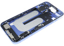 Chasis medio Ultramarine usado para iPhone 16 Plus (A3082, A3289) con puerto de carga flex y piezas pequeñas.