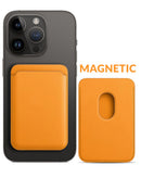 Compra la cartera magnética de cuero ORANGE en Guatemala con SlowBack, ideal para llevar tus tarjetas de manera segura y organizada.