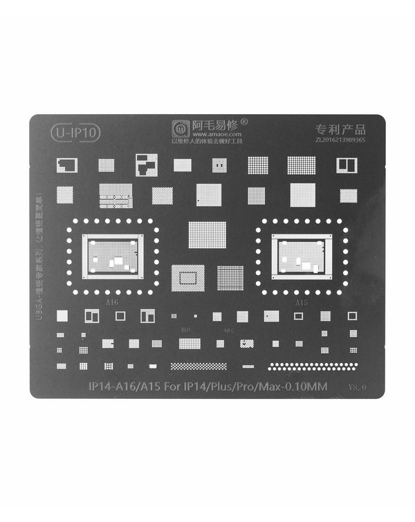 Encuentra stencil de reballing BGA AMAOE para iPhone 14/14 Plus/14 Pro/14 Pro Max en Guatemala.