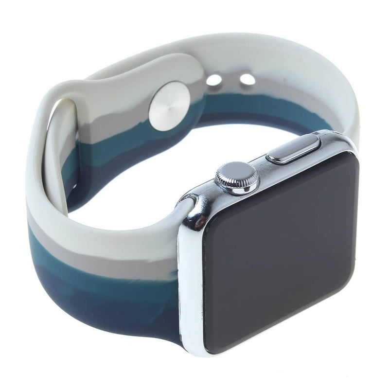 Protege tu iWatch 38mm con estilo con la banda y bumper case de silicona rainbow en Guatemala.