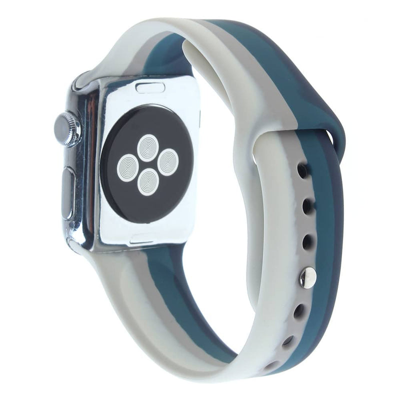 Protege tu iWatch 38mm con estilo con la banda y bumper case de silicona rainbow en Guatemala.