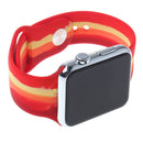 Encuentra en Guatemala el set de iWatch 38mm con banda de silicona arcoíris y protector con vidrio templado en SlowBack, mayoristas de accesorios y bumper cases.