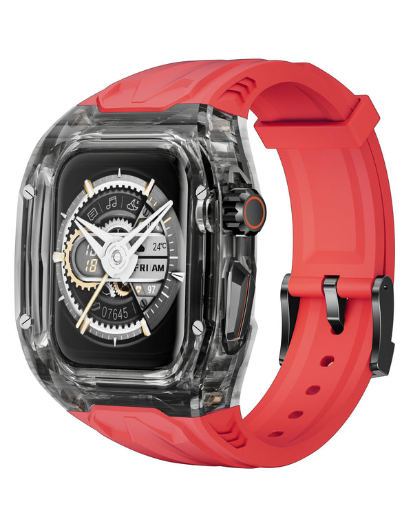 Protege tu iWatch de 40mm / 41mm con una banda transparente en color rojo en Guatemala.