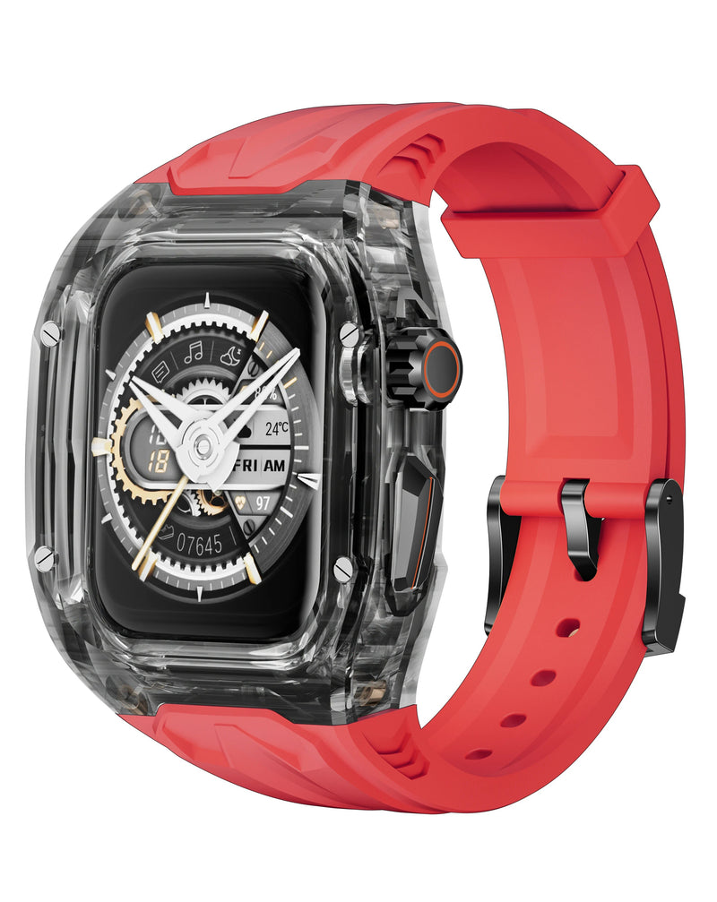 Protege tu iWatch de 40mm / 41mm con una banda transparente en color rojo en Guatemala.