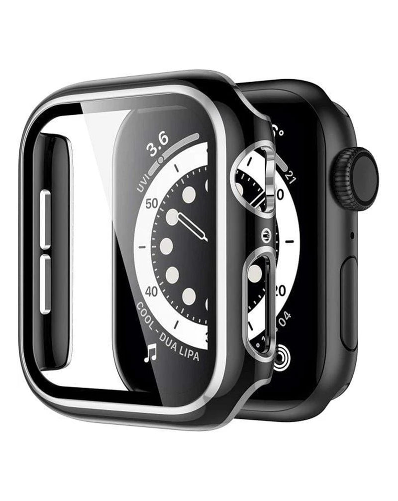 Case iWatch 41mm brillante duro PC Bumper - Negro & Plateado